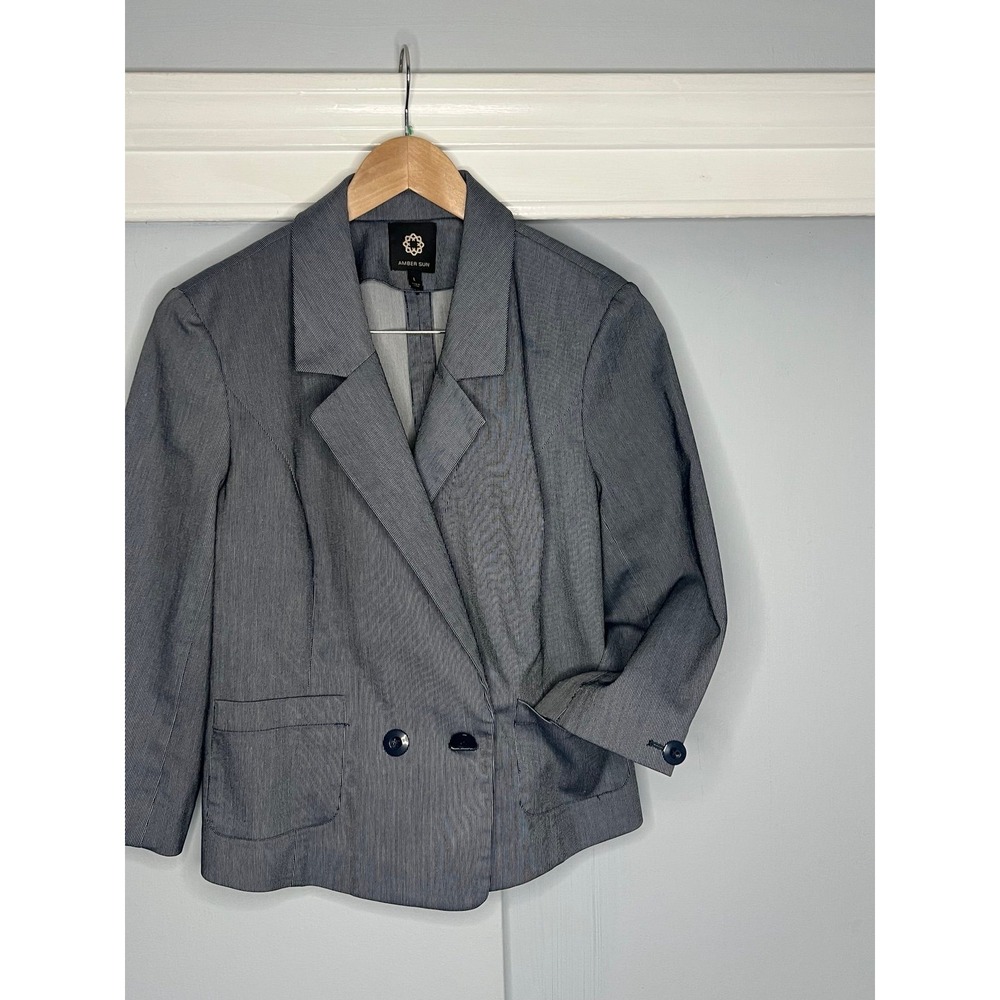 Gray button blazer‎ suit jacket